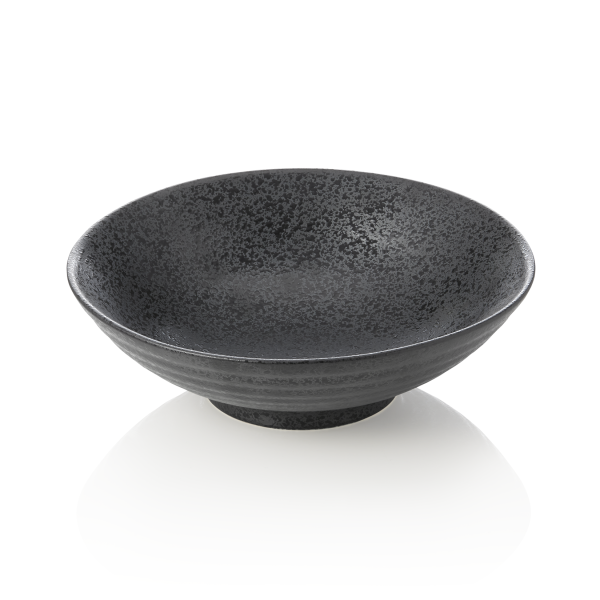 Assiette creuse en porcelaine noire d'inspiration asiatique - Ø 24,5 cm (lot de 3)