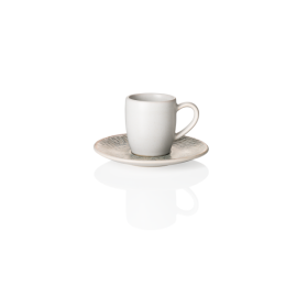 Tasse à espresso en grès - 80 ml - Avec soucoupe - Série Coupe Iris (lot de 6)
