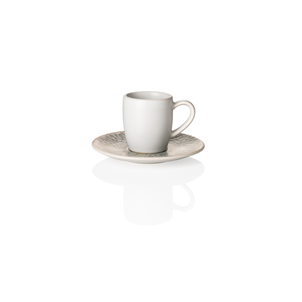 Tasse à espresso en grès - 80 ml - Avec soucoupe - Série Coupe Iris (lot de 6)