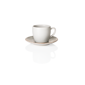 Tasse en grès - 220 ml - Avec soucoupe - Série Coupe Iris (lot de 6)