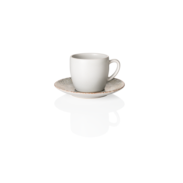 Tasse en grès - 220 ml - Avec soucoupe - Série Coupe Iris (lot de 6)