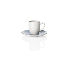 Tasse à espresso en grès - 80 ml - Avec soucoupe - Série Coupe Artic (lot de 6)