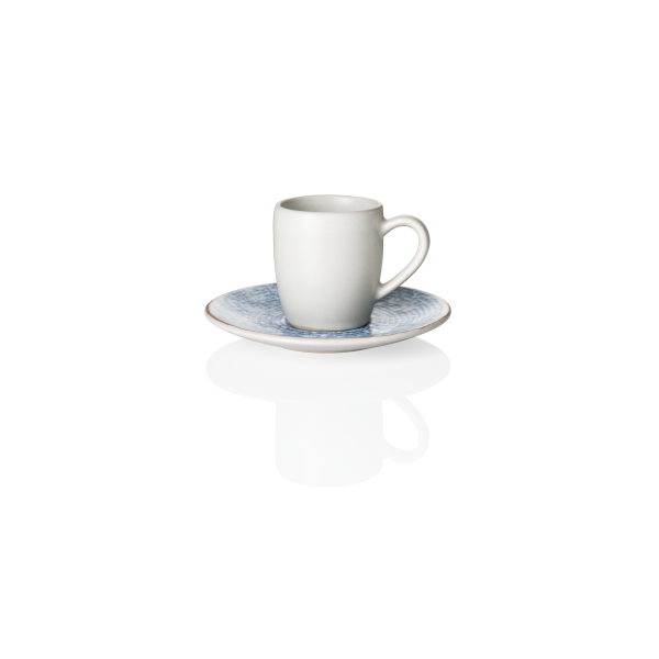 Tasse à espresso en grès - 80 ml - Avec soucoupe - Série Coupe Artic (lot de 6)