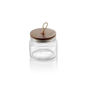 Bocal de stockage en verre avec joint hermétique - 0,5 L - Couvercle en acacia