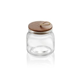 Bocal de stockage en verre avec joint hermétique - 0,65 L - Couvercle en acacia