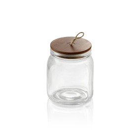 Bocal de stockage en verre avec joint hermétique - 1 L - Couvercle en acacia