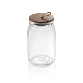 Bocal de stockage en verre avec joint hermétique - 1,5 L - Couvercle en acacia