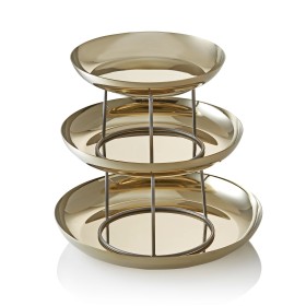 Présentoir à 3 étages en acier chrome-nickel - 3 plateaux inclus - PVD or