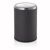 Poubelle inox chromé et simili cuir - 9 L - Marron foncé