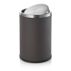 Poubelle inox chromé et simili cuir - 9 L - Marron clair