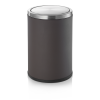 Poubelle inox chromé et simili cuir - 9 L - Marron clair