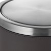 Poubelle inox chromé et simili cuir - 9 L - Marron clair