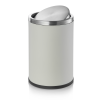 Poubelle inox chromé et simili cuir - 9 L - Blanche