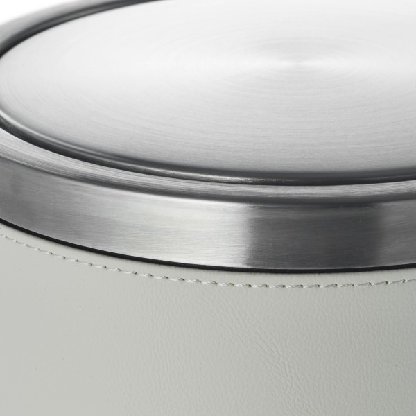 Poubelle inox chromé et simili cuir - 9 L - Blanche