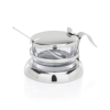 Ménagère pour parmesan ou confitures en verre et inox - 9 cm