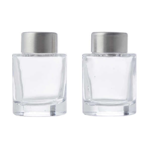 Mini-salière et mini-poivrière en verre et inox 18/8 - 6 cm