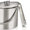 Seau à glace inox chromé avec couvercle en verre et pinces - 3 L