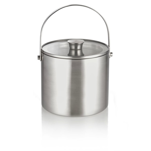 Seau à glace inox chromé avec couvercle en verre et pinces - 3 L
