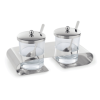 Set de pots à condiments en verre et inox avec cuillères - 22,5 x 10 cm