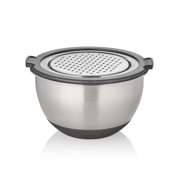 Set de 3 bols gradués inox chromé - Couvercle et accessoires de coupe/friction