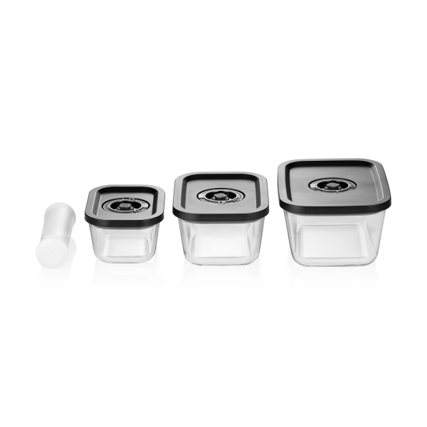 Set de 3 boîtes de conservation en borosilicate - Couvercle en ABS