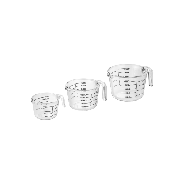 3 pichets gradués en borosilicate - 0,25/0,5/1 L