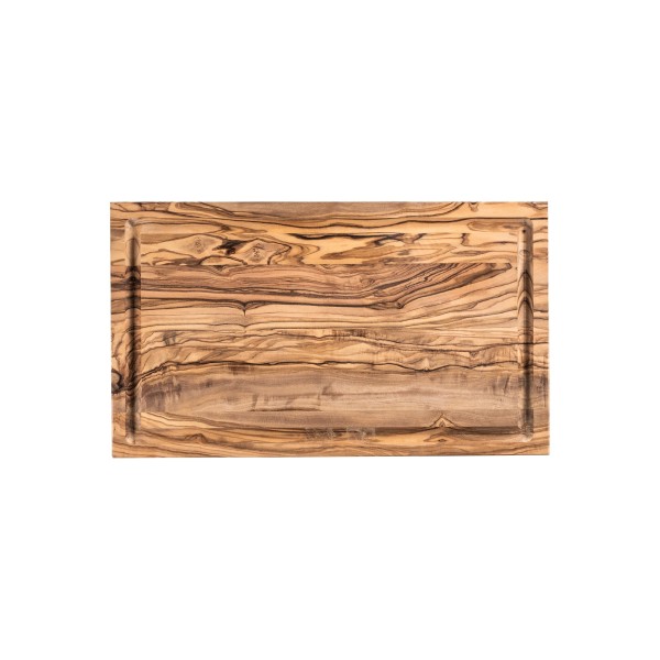 Planche de service en olivier avec rainure - 35 x 20 x 2 cm