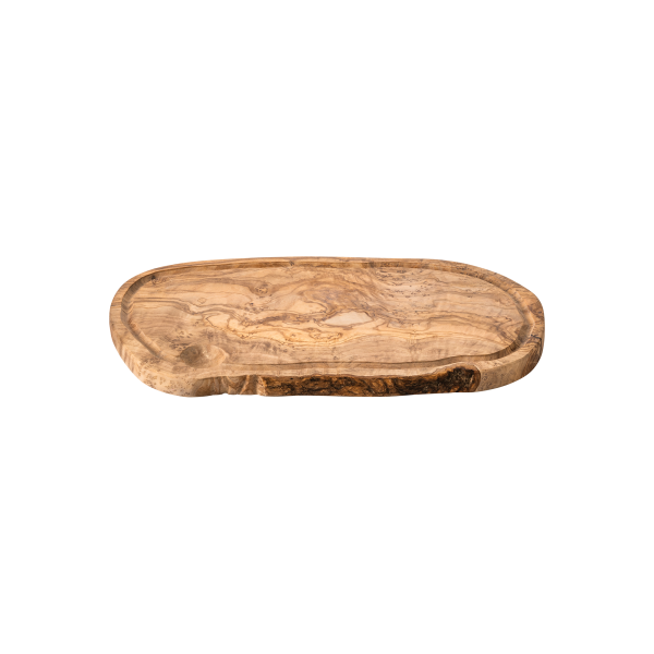 Planche de service en olivier avec rainure - 35 x 18 x 2 cm