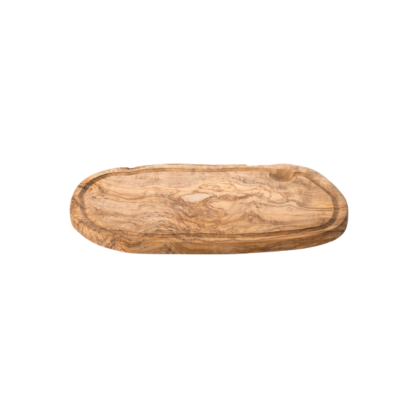 Planche de service en olivier avec rainure - 35 x 18 x 2 cm