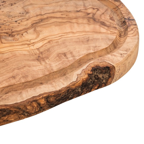 Planche de service en olivier avec rainure - 35 x 18 x 2 cm