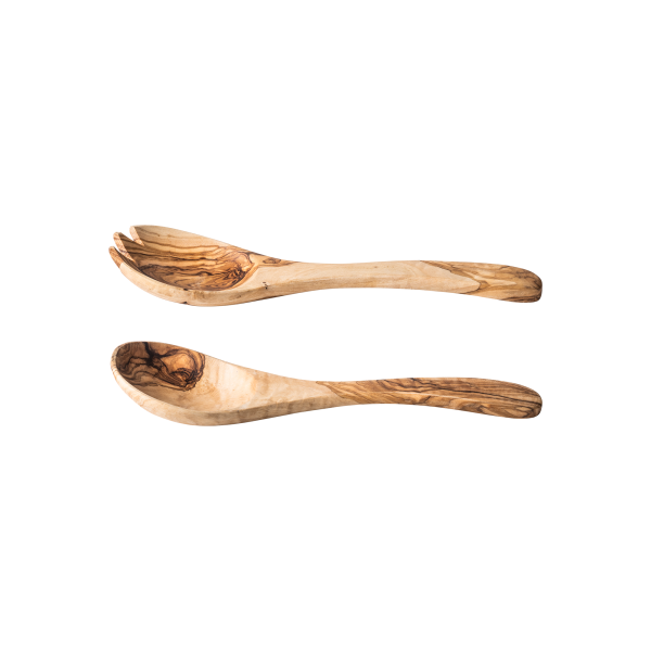 Set de couverts à salade en olivier - 27 cm