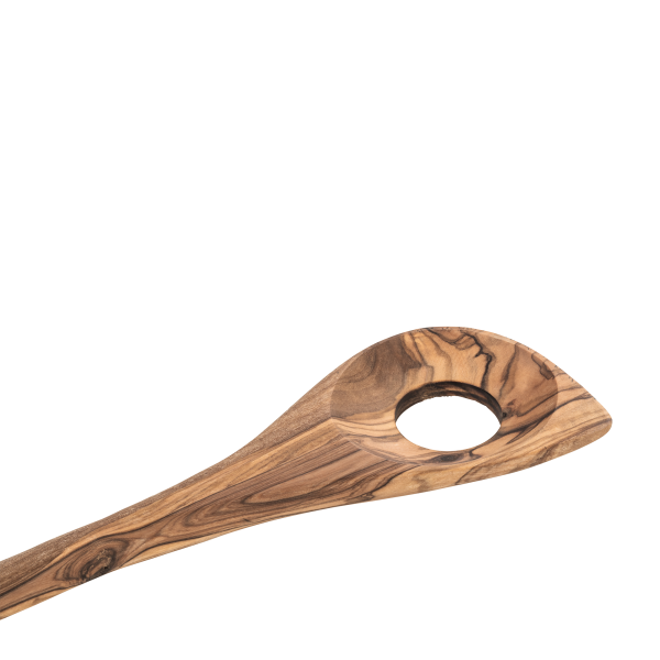 Cuillère de service trouée en olivier - 30 cm
