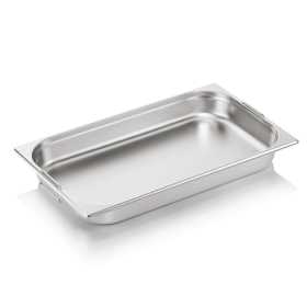 Bac gastro en acier chrome-nickel - GN 1/1 - Profondeur 65 mm - Poignées tombantes