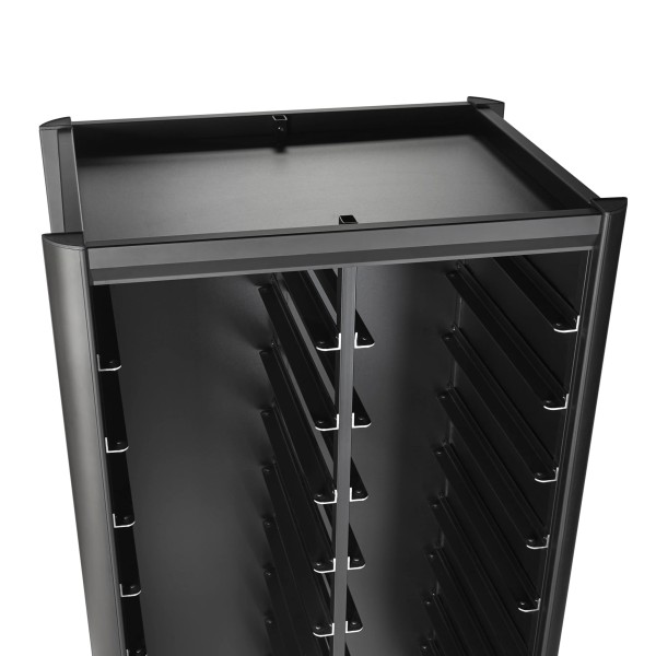 Chariot à plateaux double GN 1/1 en MDF noir - 2 x 10 plateaux GN