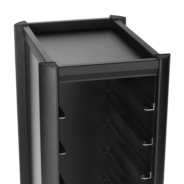 Chariot à plateaux GN 1/1 en MDF noir - 7 plateaux GN