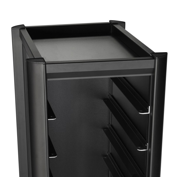 Chariot à plateaux GN 1/1 en MDF noir - 10 plateaux GN