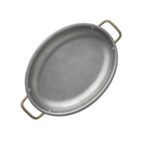 Plat de service ovale inox chromé - 26 x 20 x 4 cm - Vintage