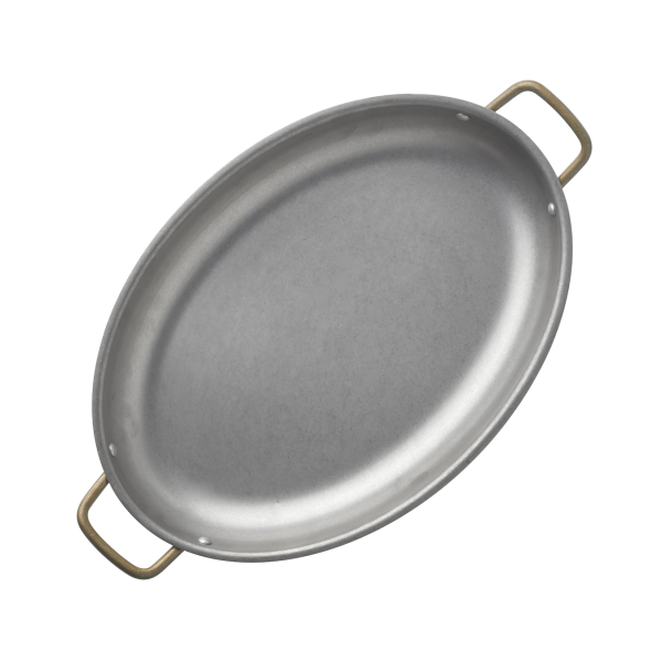 Plat de service ovale inox chromé - 31 x 22 x 4,5 cm - Vintage