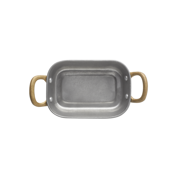 Plat de service rectangulaire inox chromé - 13 x 8,5 x 3,5 cm - Vintage