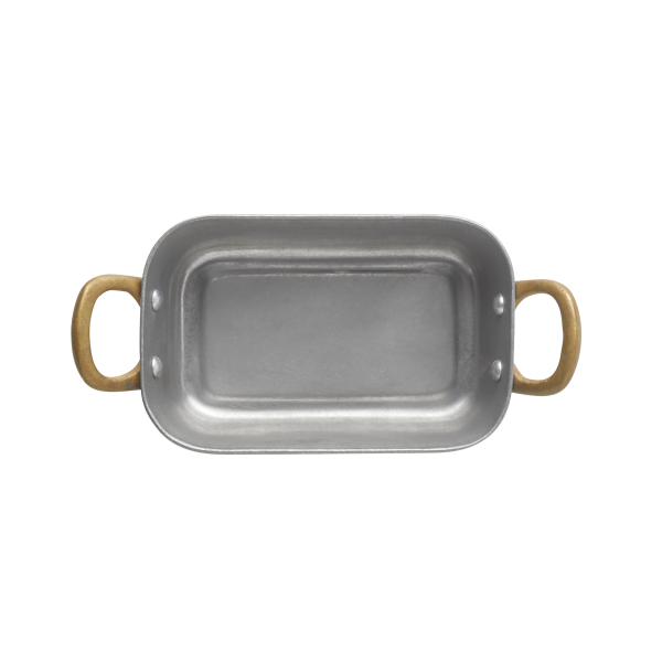 Plat de service rectangulaire inox chromé - 15 x 9,5 x 4,5 cm - Vintage