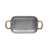 Plat de service rectangulaire inox chromé - 15 x 9,5 x 4,5 cm - Vintage