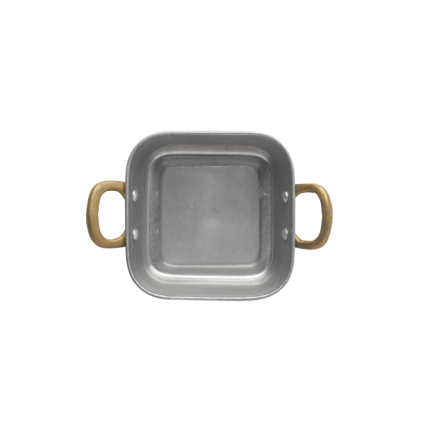 Plat de service inox chromé - 12 x 12 x 5 cm - Vintage