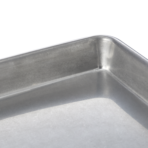 Plat rectangulaire de service en acier chrome-nickel - 23 x 16,5 x 3 cm - Vintage