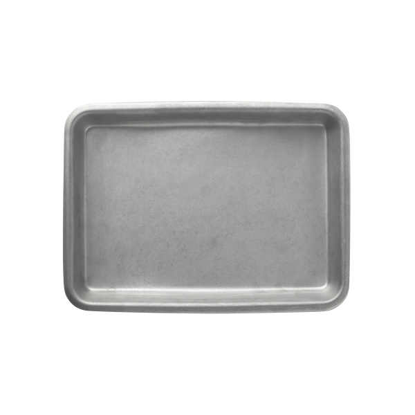 Plat rectangulaire de service en acier chrome-nickel - 23 x 16,5 x 3 cm - Vintage