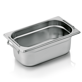Bac gastro en acier chrome-nickel - GN 1/4 - Profondeur 100 mm - Poignées tombantes
