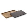 Planche de service en bois d'acacia et plaque en ardoise - 40,5 x 20 cm