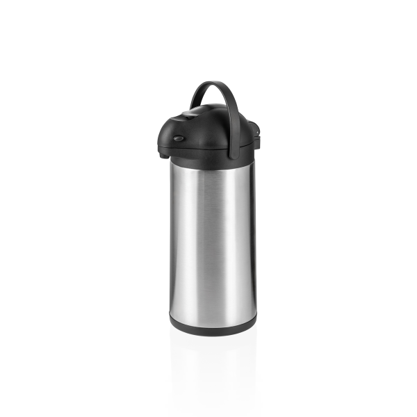 Pichet isotherme à pompe en acier chrome-nickel - 3 L - Hauteur 40 cm