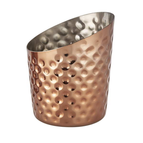 Récipient à snacks en acier chrome-nickel martelé - Hauteur 11,5 cm - PVD cuivré