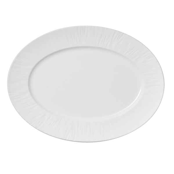 Assiette ovale en porcelaine - 33 x 24,5 cm - Série Shiro (lot de 2)