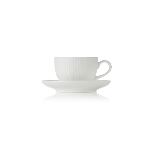 Tasse à cappuccino en porcelaine - 200 ml - Avec soucoupe - Série Shiro (lot de 4)